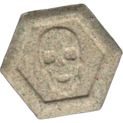 White Philipp Plein ecstasy pill (XTC) — MDMA 209mg — Barcelona, Spain