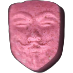 Pink V De Vendetta ecstasy pill (XTC) — MDMA 147mg — Madrid, Spain
