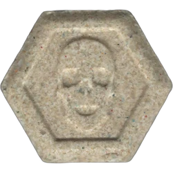 White Philipp Plein ecstasy pill (XTC) — MDMA 165mg — Barcelona, Spain