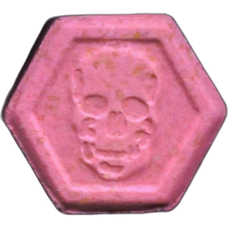 Pink Philipp Plein ecstasy pill (XTC) — MDMA 157mg — Madrid, Spain