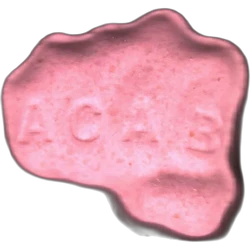 Pink Acab ecstasy pill (XTC) — MDMA 175mg — Barcelona, Spain