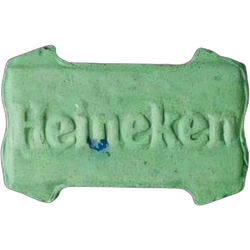 Green Heineken ecstasy pill (XTC) — MDMA 132mg — Bern, Switzerland