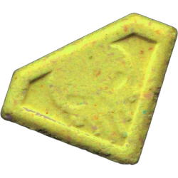 Yellow Punisher ecstasy pill (XTC) — MDMA 81mg — Madrid, Spain