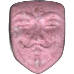 Pink V De Vendetta ecstasy pill (XTC) — MDMA 147mg — Madrid, Spain