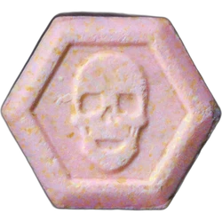 Pink Philipp Plein ecstasy pill (XTC) — MDMA 156mg — Madrid, Spain