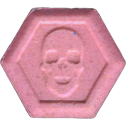 Pink Philipp Plein ecstasy pill (XTC) — MDMA 125mg — Barcelona, Spain