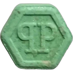 Green Philipp Plein ecstasy pill (XTC) — MDMA — Almería, Spain