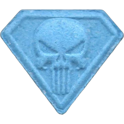 Blue Punisher ecstasy pill (XTC) — MDMA 187mg — Madrid, Spain