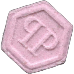 Pink Philipp Plein ecstasy pill (XTC) — MDMA 86mg — Madrid, Spain