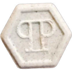 Blue Philipp Plein ecstasy pill (XTC) — MDMA 137mg — Málaga, Spain