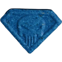 Blue Punisher ecstasy pill (XTC) — MDMA 104mg — Berlin, Germany