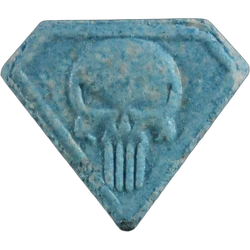 Blue Punisher ecstasy pill (XTC) — MDMA 245mg — Zürich, Switzerland