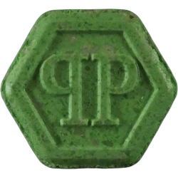 Green Philipp Plein ecstasy pill (XTC) — MDMA 171mg — Zürich, Switzerland