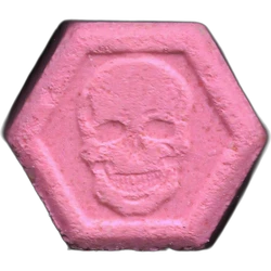 Pink Philipp Plein ecstasy pill (XTC) — MDMA 224mg — Madrid, Spain