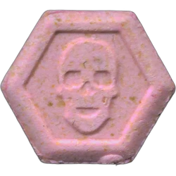 Pink Philipp Plein ecstasy pill (XTC) — MDMA 148mg — Madrid, Spain