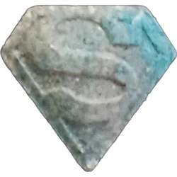 Blue Superman ecstasy pill (XTC) — MDMA 183mg — Valencia, Spain