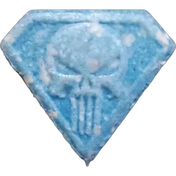 Blue Punisher ecstasy pill (XTC) — MDMA 169mg — Granada, Spain