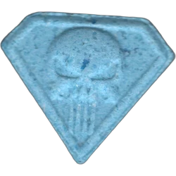 Blue Punisher ecstasy pill (XTC) — MDMA 150mg — Barcelona, Spain