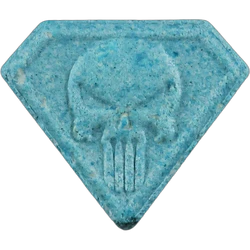Blue Punisher ecstasy pill (XTC) — MDMA 137mg — Zürich, Switzerland