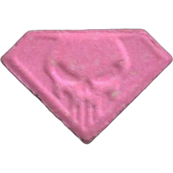 Pink Punisher ecstasy pill (XTC) — MDMA 140mg — Madrid, Spain