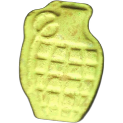Yellow Granade ecstasy pill (XTC) — MDMA 185mg — Barcelona, Spain
