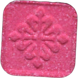 Pink Patek Philippe ecstasy pill (XTC) — MDMA 48mg; Dimethylpentylone — Barcelona, Spain