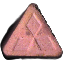 Red Mitsubishi ecstasy pill (XTC) — MDMA 152mg — Madrid, Spain