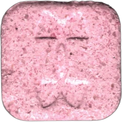 Pink Under Armour ecstasy pill (XTC) — MDMA 120mg — Barcelona, Spain