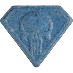 Blue Punisher ecstasy pill (XTC) — MDMA 197mg — Zürich, Switzerland