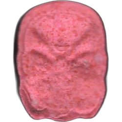 Pink Gas Mask ecstasy pill (XTC) — MDMA 205mg — Madrid, Spain