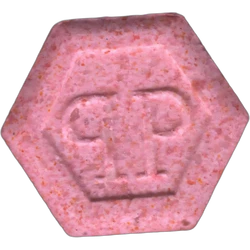 Pink Philipp Plein ecstasy pill (XTC) — MDMA 105mg — Barcelona, Spain