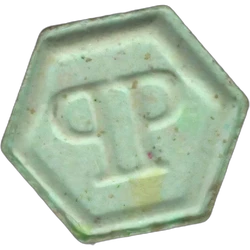 Green Philipp Plein ecstasy pill (XTC) — Unknown — Huesca, Spain
