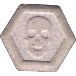 Orange Philipp Plein ecstasy pill (XTC) — MDMA 157mg — Huesca, Spain