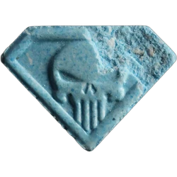 Blue Punisher ecstasy pill (XTC) — MDMA 181mg — Zürich, Switzerland