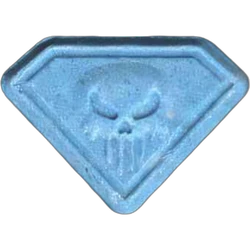 Blue Punisher ecstasy pill (XTC) — MDMA 212mg — Valladolid, Spain