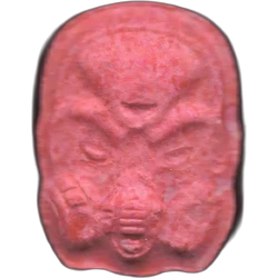 Pink Gas Mask ecstasy pill (XTC) — MDMA 169mg — Madrid, Spain