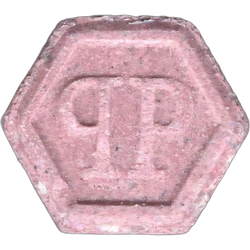 Pink Philipp Plein ecstasy pill (XTC) — MDMA 109mg — Madrid, Spain