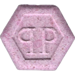 Pink Philipp Plein ecstasy pill (XTC) — MDMA 127mg — Madrid, Spain