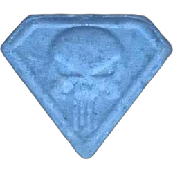 Blue Punisher ecstasy pill (XTC) — MDMA 163mg — Madrid, Spain