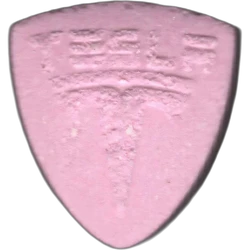 Pink Tesla ecstasy pill (XTC) — MDMA 3 mg; Caffeine 3 mg; 2C-B 11mg — Barcelona, Spain