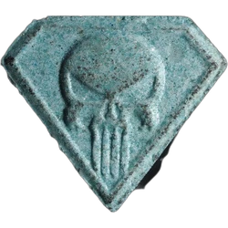 Blue Punisher ecstasy pill (XTC) — MDMA 188mg — Zürich, Switzerland