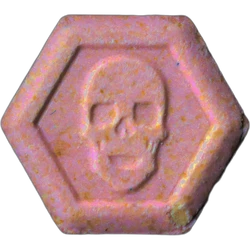 Pink Philipp Plein ecstasy pill (XTC) — MDMA 138mg — Madrid, Spain
