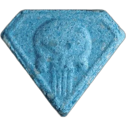 Blue Punisher ecstasy pill (XTC) — MDMA 218mg — Bern, Switzerland