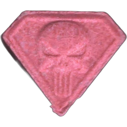 Pink Punisher ecstasy pill (XTC) — MDMA 244mg — Madrid, Spain