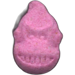 Pink Donkey Kong ecstasy pill (XTC) — MDMA 85mg; 4-CMC — Madrid, Spain