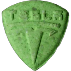 Green Tesla ecstasy pill (XTC) — MDMA — Lucerne, Switzerland