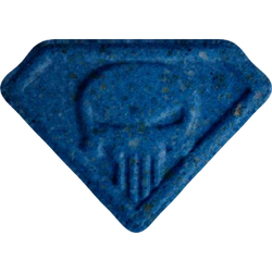 Blue Punisher ecstasy pill (XTC) — MDMA 141mg — Vienna, Austria
