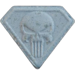 Blue Punisher ecstasy pill (XTC) — MDMA — Geneva, Switzerland