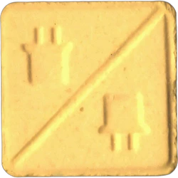 Orange Louis Vuitton ecstasy pill (XTC) — MDMA 169mg; Synthesis impurity — Barcelona, Spain