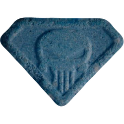 Blue Punisher ecstasy pill (XTC) — MDMA 113mg — Vienna, Austria